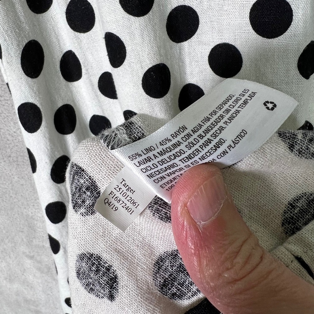 Lisa Marie Fernandez Target Dress Linen Blend Polka Dot Button Front Size Small - Picture 7 of 10